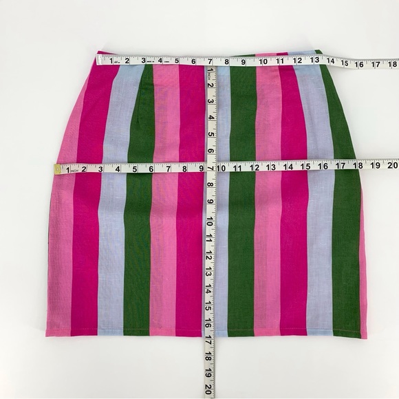 Zara NWOT Pink, Green, and Blue Striped Linen Blend Mini Skirt, Small - Picture 14 of 15